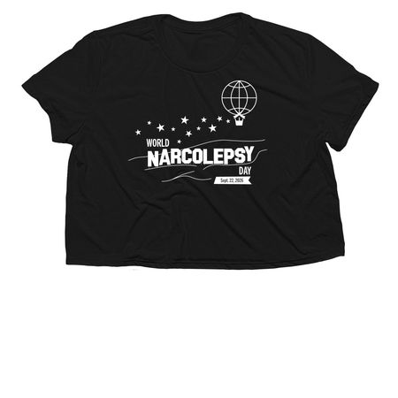 World Narcolepsy Day 2026 T-Shirts, a Black Women?s Flowy Cropped Tee