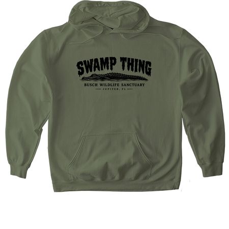 Swamp Thing, a Military Green Gildan Softstyle Pullover Hoodie