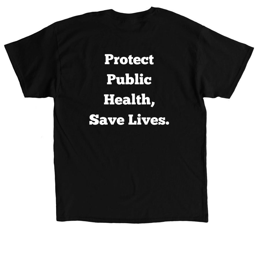 Public Health benefits everyone, a Black Classic Unisex Tee (back-view)