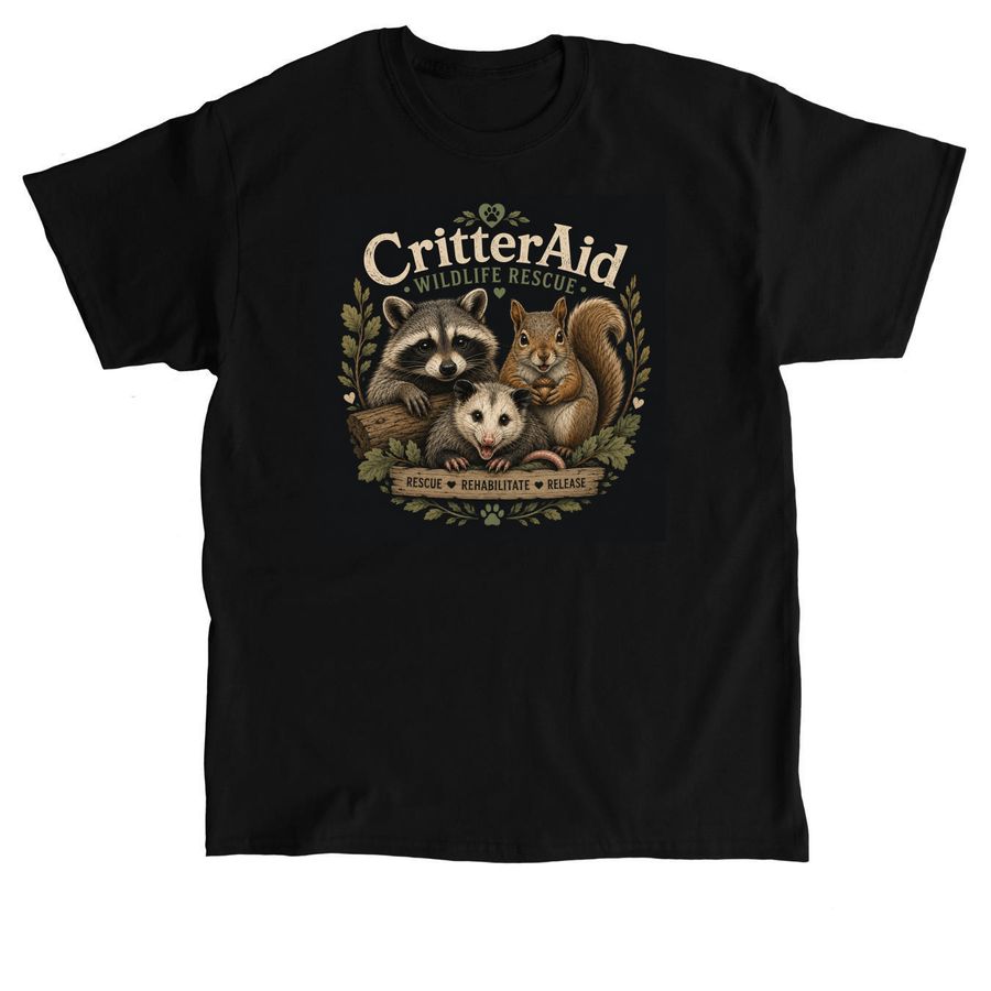 CritterAid Rescue Rehab Release, a Black Classic Unisex Tee