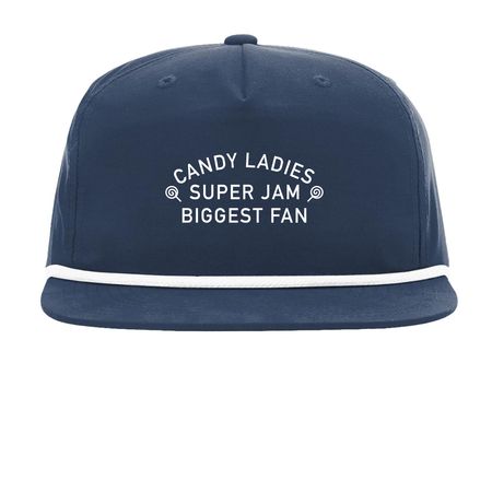Candy Ladies Biggest Fan Hat, a Navy/ White Printed Umpqua Snapback Cap