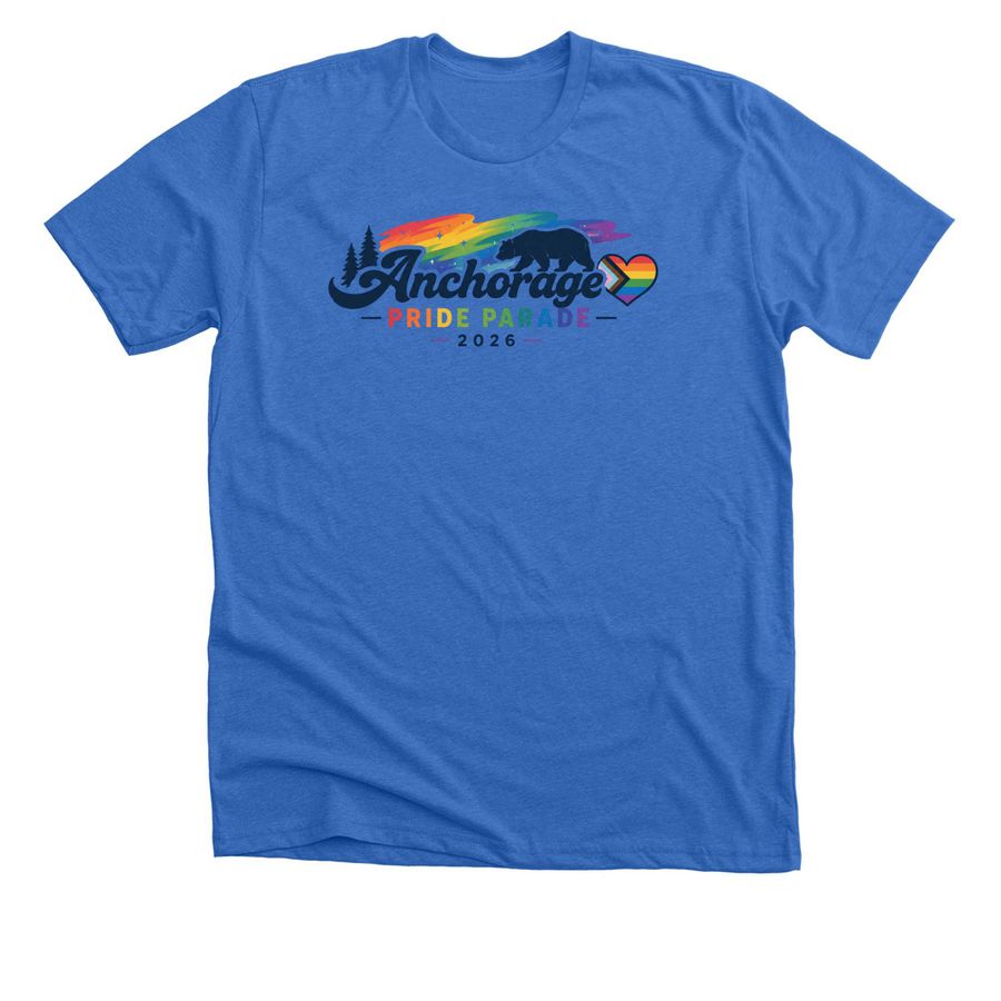 Anchorage Pride Parade T-Shirts, a Heather True Royal Premium Unisex Tee