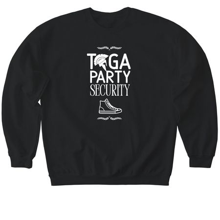 Toga Party Security, a Black Softstyle Crewneck Sweatshirt