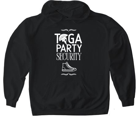Toga Party Security, a Black Gildan Softstyle Pullover Hoodie