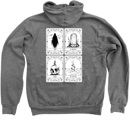 Tarot Back, a Deep Heather Zip Up Hoodie (back-view)