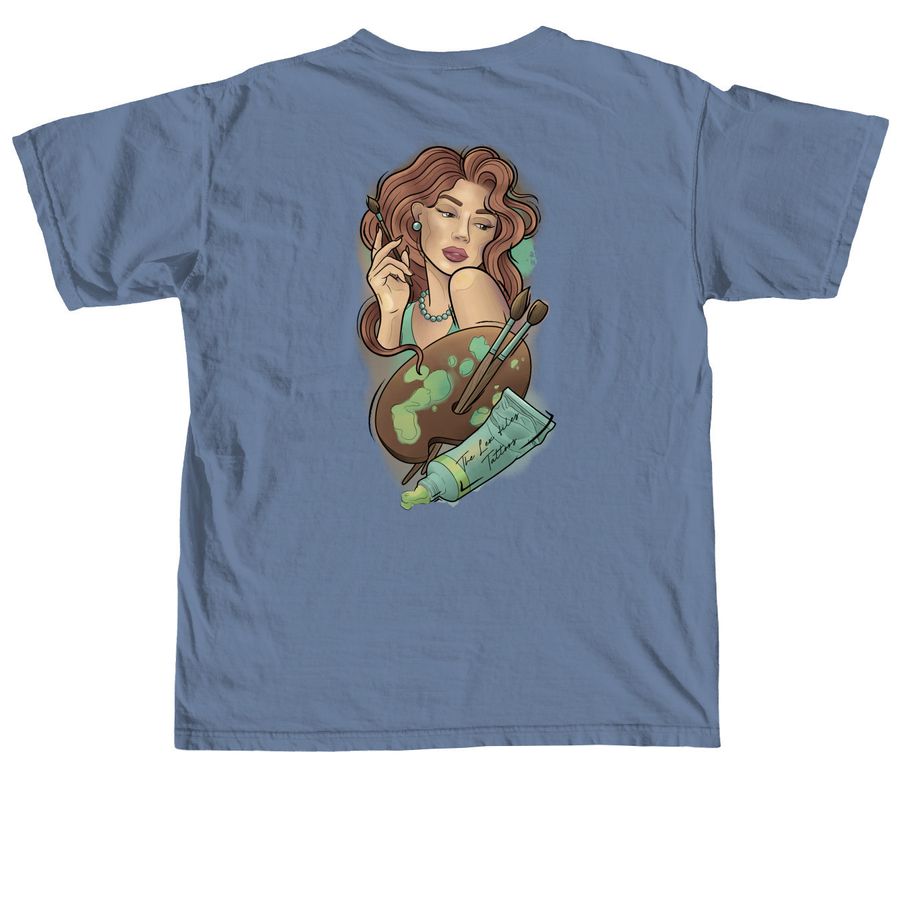 Artist Lady, a Blue Jean Comfort Colors Unisex Tee (back-view)