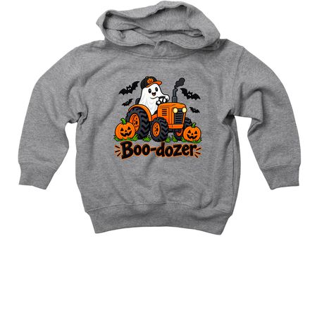 Boo Dozer - Toddler Halloween Hoodie, a Granite Heather Toddler Pullover Hoodie