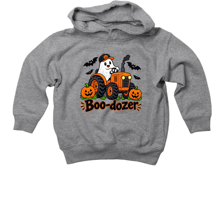 Boo Dozer - Toddler Halloween Hoodie, a Granite Heather Toddler Pullover Hoodie