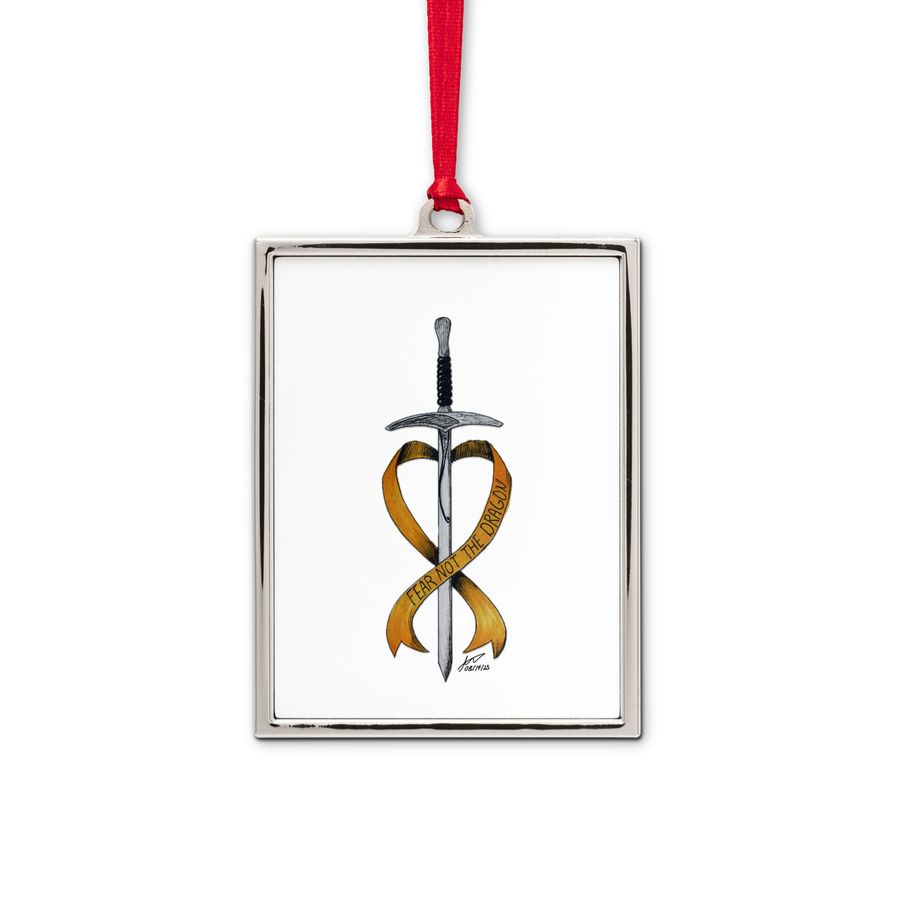 Fear Not the Dragon, a White Silver Portrait Frame Ornament