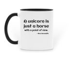 Drink from a unicorn!, a Black Two-Tone Ceramic Mug (back-view)