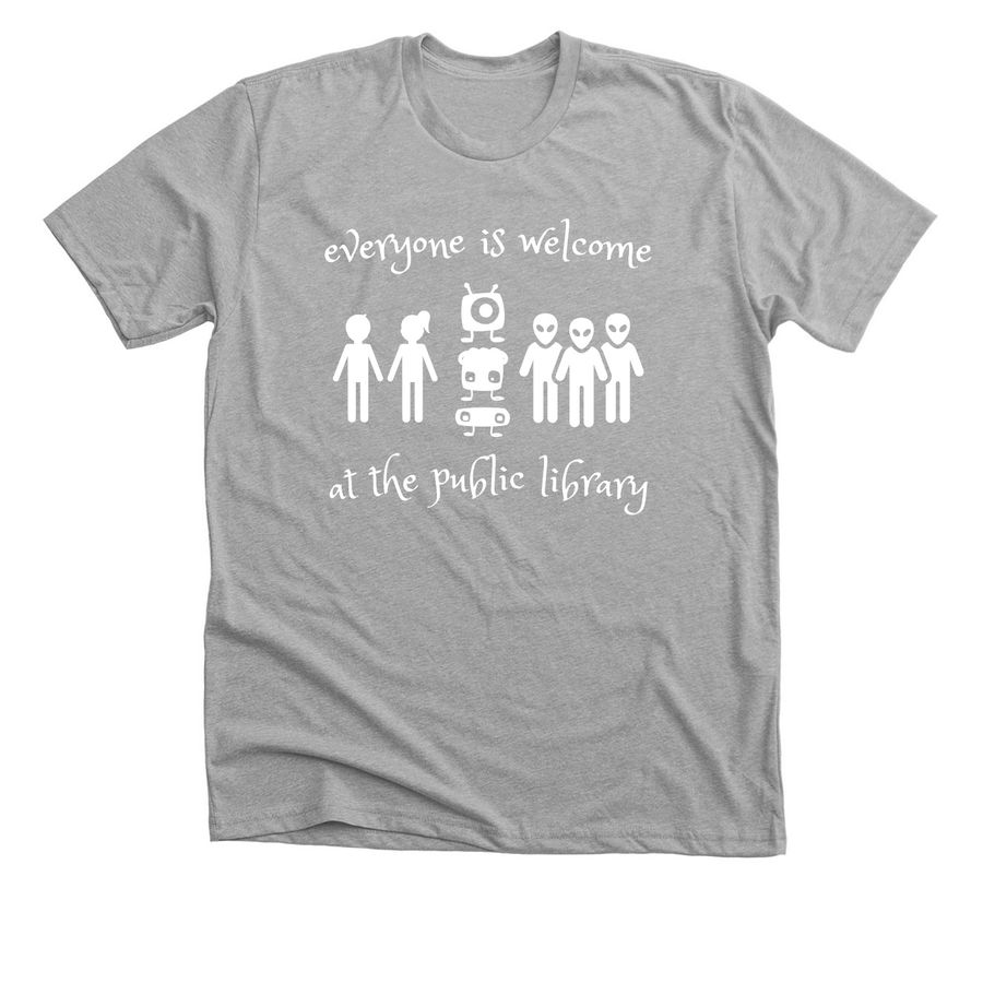 We're all welcome..., a Athletic Heather Premium Unisex Tee
