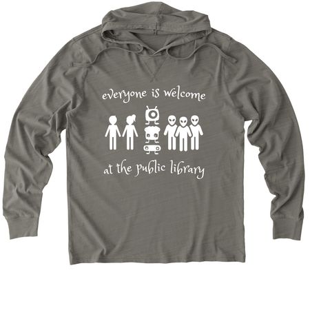We're all welcome..., a Driftwood Grey Allmade Organic Cotton Mineral Dye Hoodie Tee