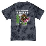 Coconuts & Bolts (Front and Back Design), a Black Crystal Tie Dye Tee (back-view)
