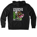 Coconuts & Bolts (Front and Back Design), a Deep Black Allmade Organic French Terry Zip Up Hoodie (back-view)