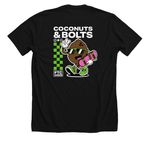 Coconuts & Bolts (Front and Back Design), a Solid Black Blend Premium Unisex Tee (back-view)