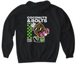 Coconuts & Bolts (Front and Back Design), a Black Gildan Softstyle Pullover Hoodie (back-view)