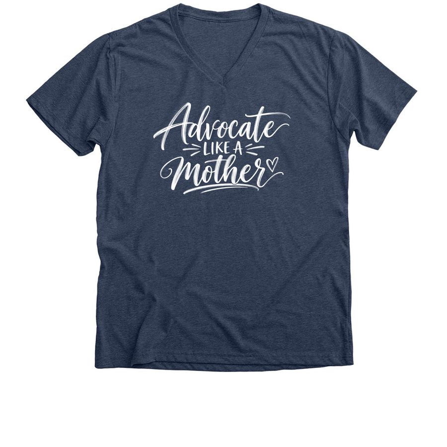 Love Made Me an Advocate, a Heather Navy Premium V-Neck Tee