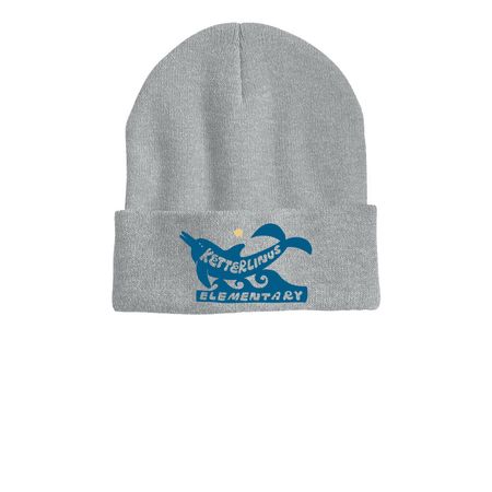 KES Beanie, a Heather Grey Printed Cuffed Beanie