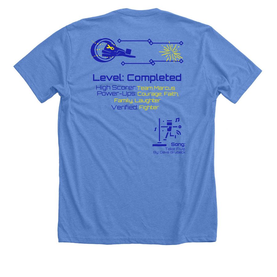Team Marcus, a Heather Columbia Blue Premium Unisex Tee (back-view)