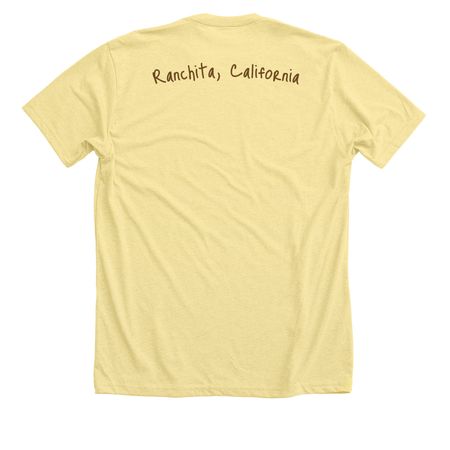 Original Little Bitty Logo, a Heather Yellow Gold Premium Unisex Tee (back-view)
