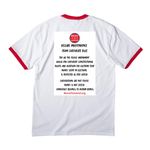 Power the People, Not Corporations, a White/ Red Cotton Ringer Tee (back-view)