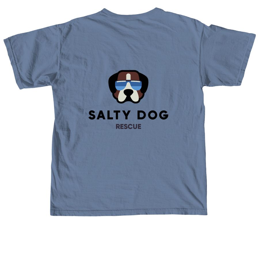 Salty, a Blue Jean Comfort Colors Unisex Tee (back-view)