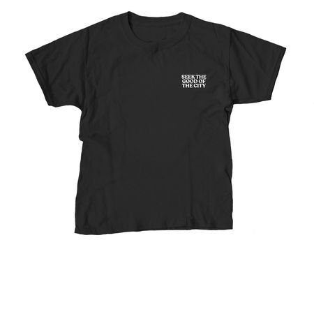 Seek the Good of the City, a Black Youth Unisex Tee