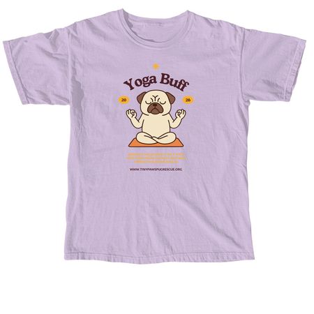Pug Yoga Buff, a Orchid Comfort Colors Unisex Tee