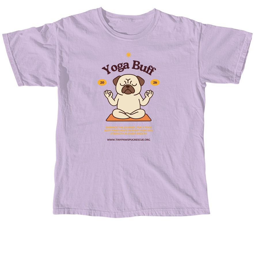 Pug Yoga Buff, a Orchid Comfort Colors Unisex Tee