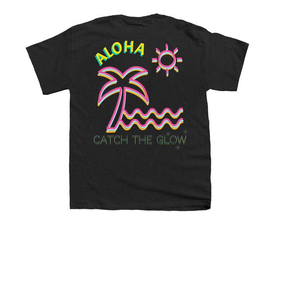 GLOW PARTY 2026, a Black Youth Unisex Tee (back-view)