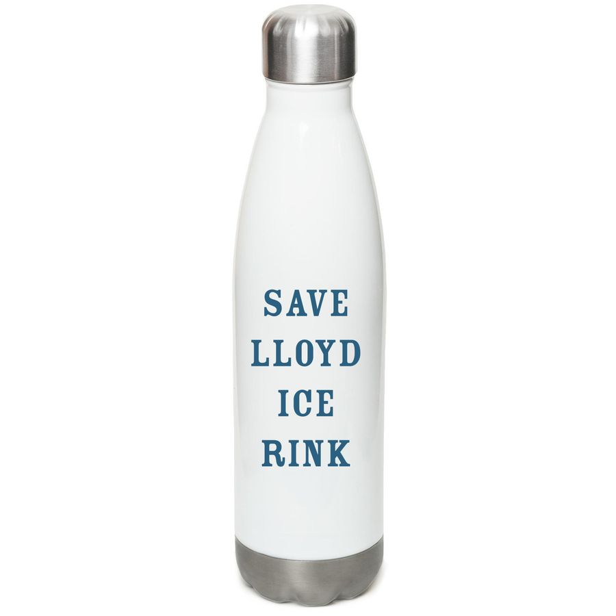 SLIC Water Bottle, a White Stainless Steel Water Bottle (back-view)