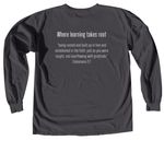 First Baptist Academy's Creation Corner, a Graphite Comfort Colors Long Sleeve Tee (back-view)