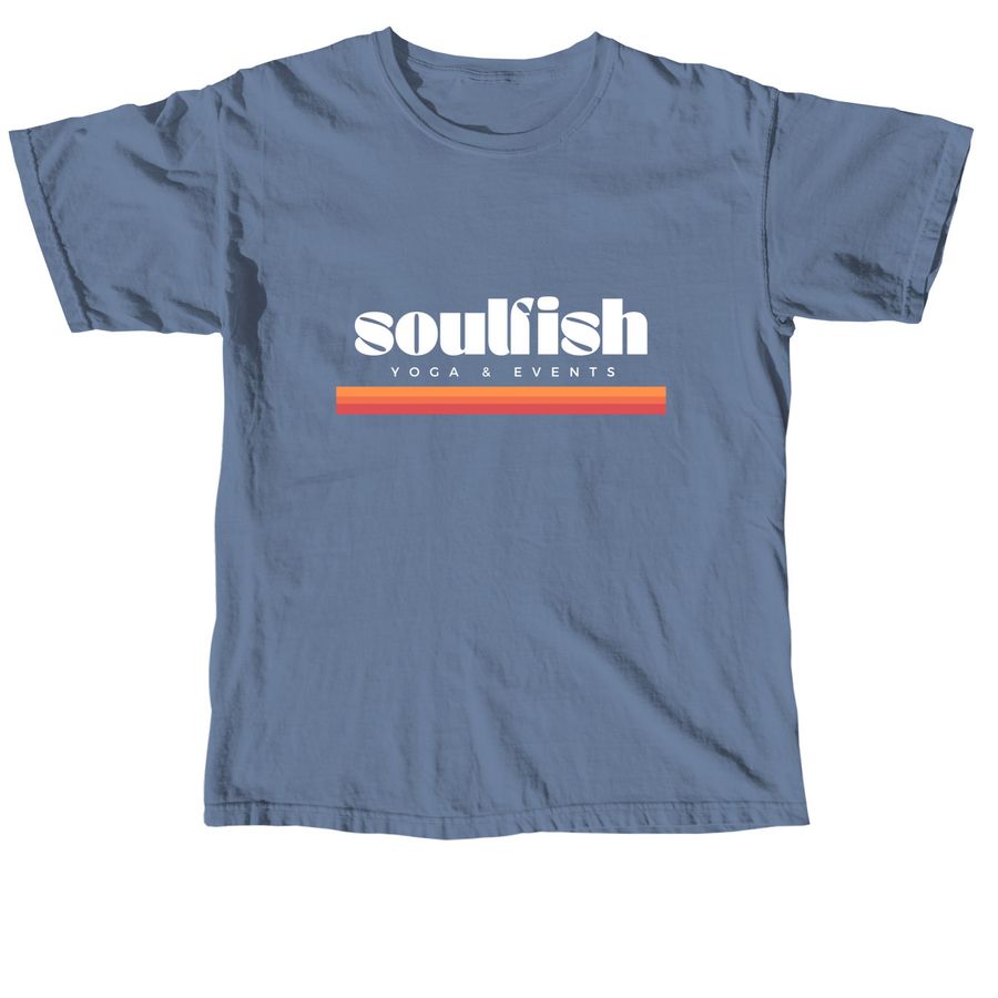 Soulfish Retro Stripe, a Blue Jean Comfort Colors Unisex Tee