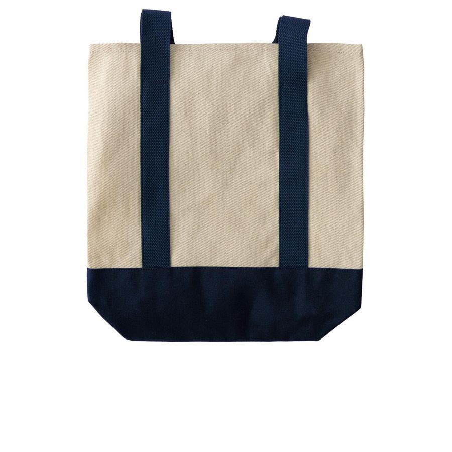 HRRJL TOTE, a Natural/Navy Two-Tone Grocery Tote Bag (back-view)