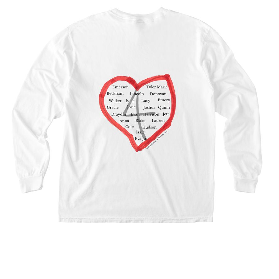 Live4Evan Heart Warrior Shirts, a White Comfort Colors Long Sleeve Pocket Tee (back-view)