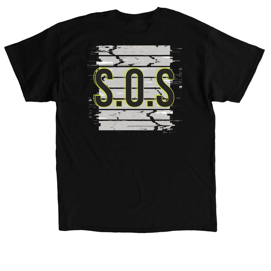 S.O.S. // "SIGNAL INTERFERENCE", a Black Classic Unisex Tee (back-view)