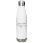 Just Swallow, a White Stainless Steel Water Bottle (back-view)