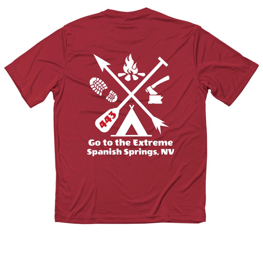 Troop 443 T-Shirts, a True Red Classic Performance Tee (back-view)