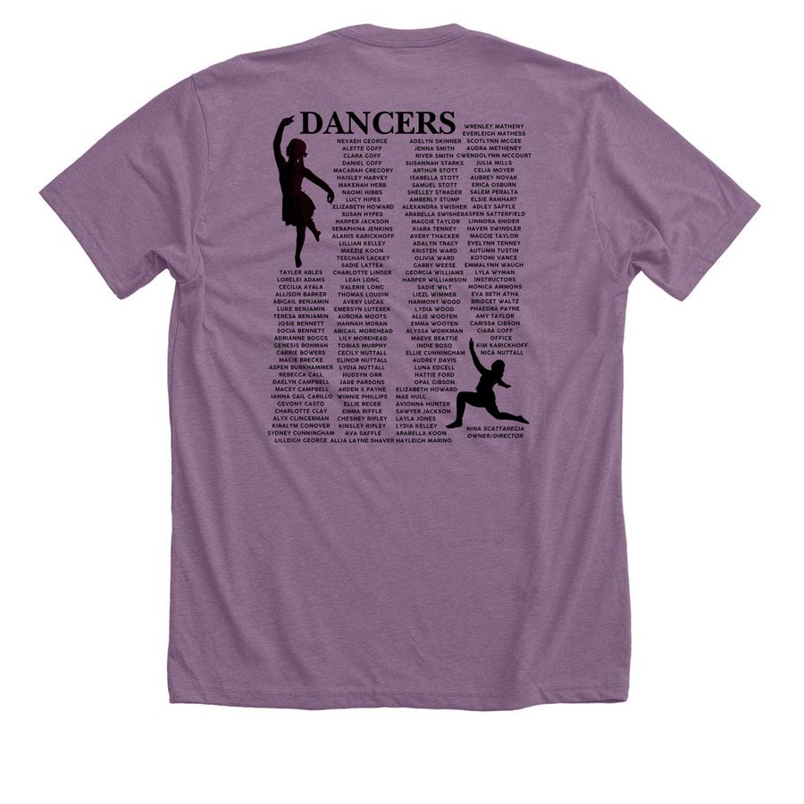 The Dance Factory Showcase 2026, a Heather Purple Premium Unisex Tee (back-view)