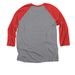 BREAK THE RULES. LOVE EVERYONE., a Red and Premium Heather 3/4 Sleeve Baseball Tee (back-view)