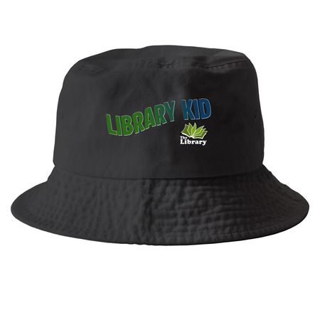Library Kid - green, a Black Printed Bucket Hat