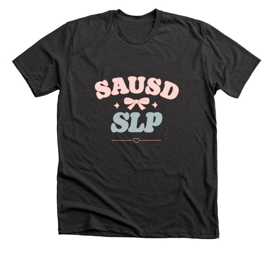 SAUSD SLP Bow, a Dark Grey Heather Premium Unisex Tee
