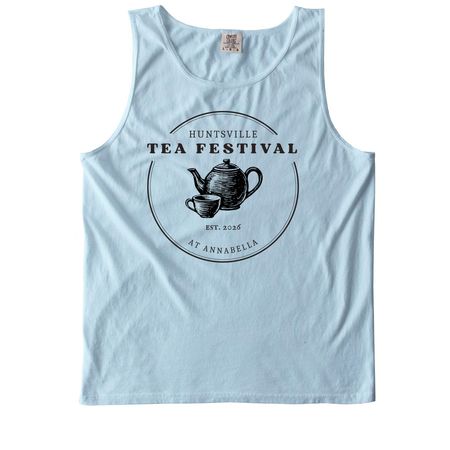Tea Festival Tank: Black Font, a Chambray Comfort Colors Tank Top