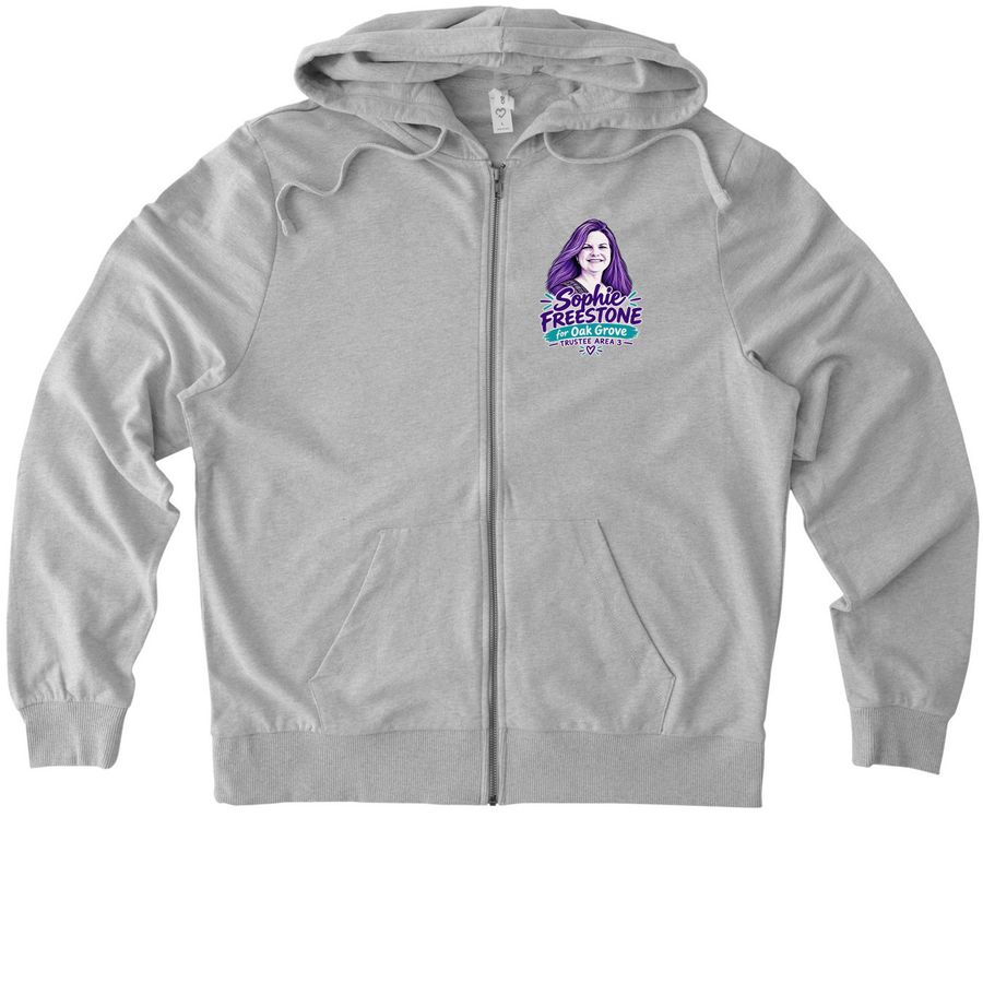 Warmth and comfort with Sophie, a Granite Grey Heather Allmade Organic French Terry Zip Up Hoodie