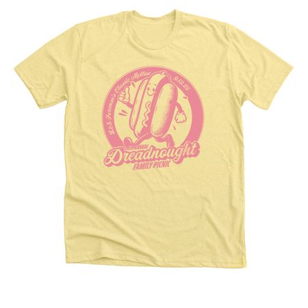 DFP '25 Red Logo Tee, a Heather Yellow Gold Premium Unisex Tee