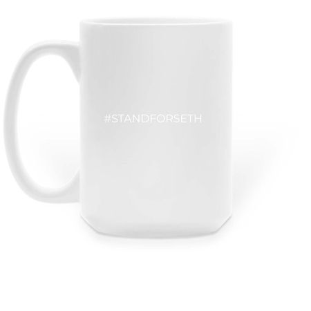 #STANDFORSETH, a White Large Coffee Mug (back-view)