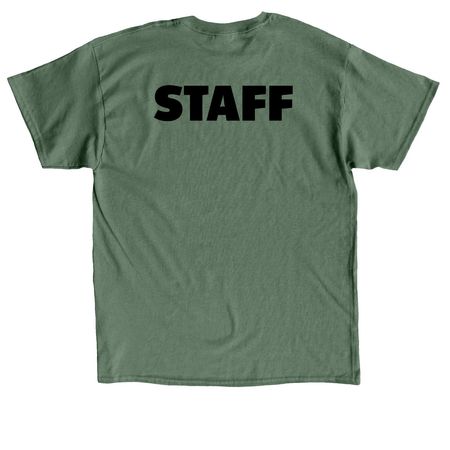 I Lived Fall 2026 Staff Shirt, a Military Green Classic Unisex Tee (back-view)