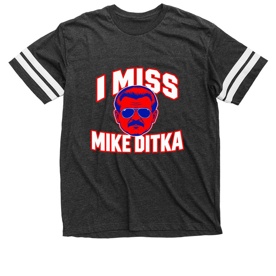 I Miss Mike Ditka Shirt for Chicago Football, a Vintage Smoke / White Football Jersey Tee