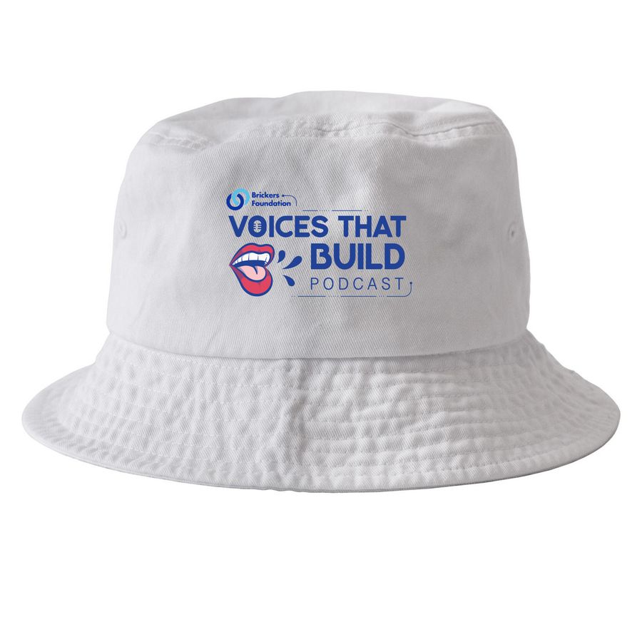 Foundation Podcast Logo Hat, a White Printed Bucket Hat