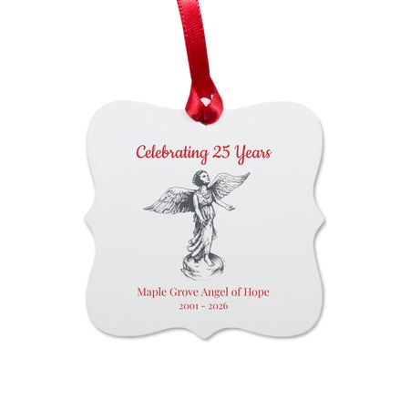 25th Anniversary Ornament, a White Aluminum Square Ornament